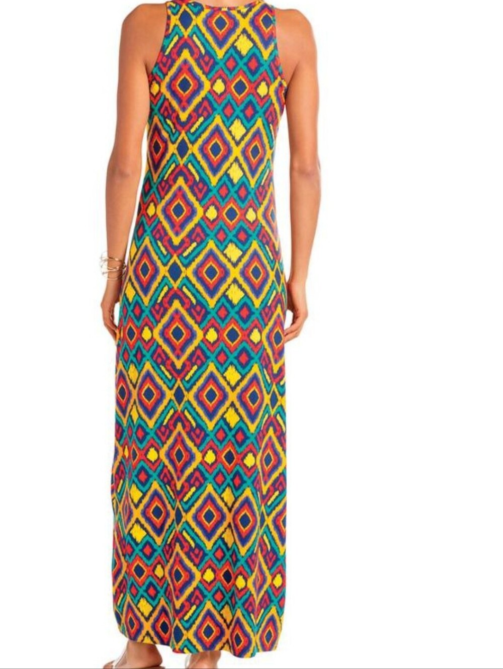 Masseys XL Colorful Ikat Print Tank Maxi Dress | Stretch Casual Summer - Picture 4 of 7